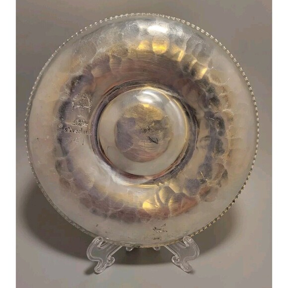 Vtg Set of 2 Continental Hand Wrought 7" Tray #641 Silverlook Hammered - Picture 8 of 9